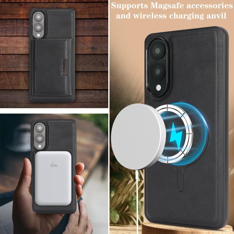 For Samsung Galaxy S25 Edge 5G Kalebol Strong Magnetic MagSafe Tri-Fold Wallet Leather Phone Case