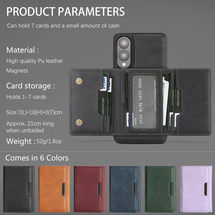 For Samsung Galaxy S25 Edge 5G Kalebol Strong Magnetic MagSafe Tri-Fold Wallet Leather Phone Case