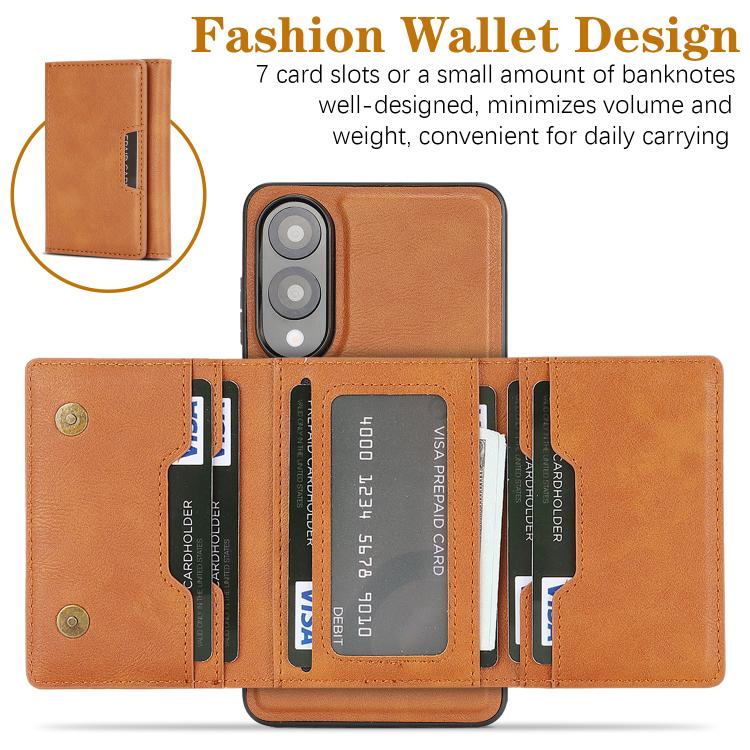 For Samsung Galaxy S25 Edge 5G Kalebol Strong Magnetic MagSafe Tri-Fold Wallet Leather Phone Case