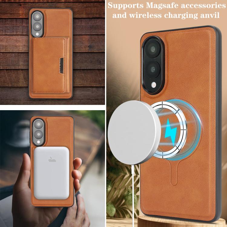 For Samsung Galaxy S25 Edge 5G Kalebol Strong Magnetic MagSafe Tri-Fold Wallet Leather Phone Case
