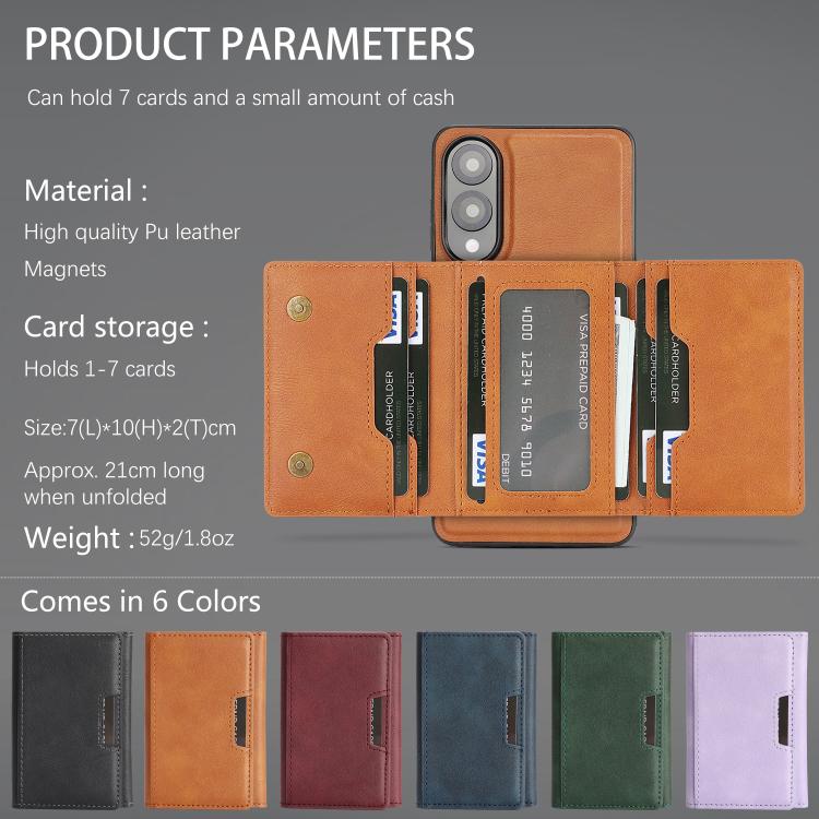 For Samsung Galaxy S25 Edge 5G Kalebol Strong Magnetic MagSafe Tri-Fold Wallet Leather Phone Case
