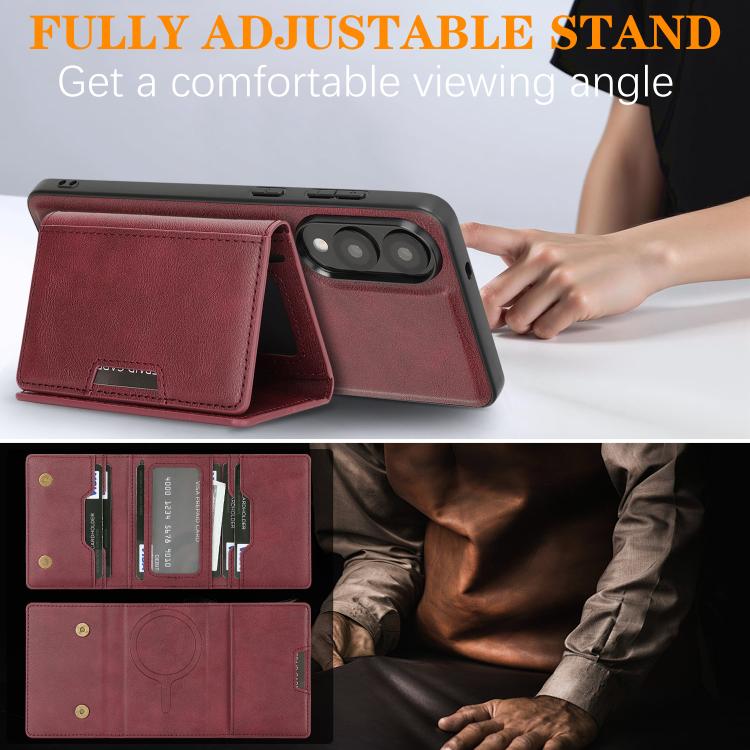 For Samsung Galaxy S25 Edge 5G Kalebol Strong Magnetic MagSafe Tri-Fold Wallet Leather Phone Case