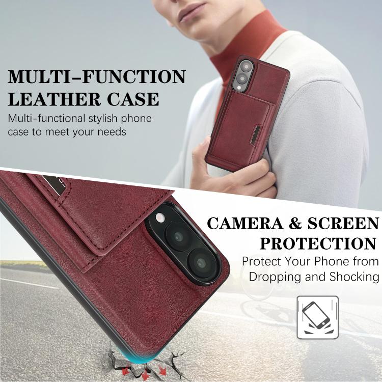 For Samsung Galaxy S25 Edge 5G Kalebol Strong Magnetic MagSafe Tri-Fold Wallet Leather Phone Case
