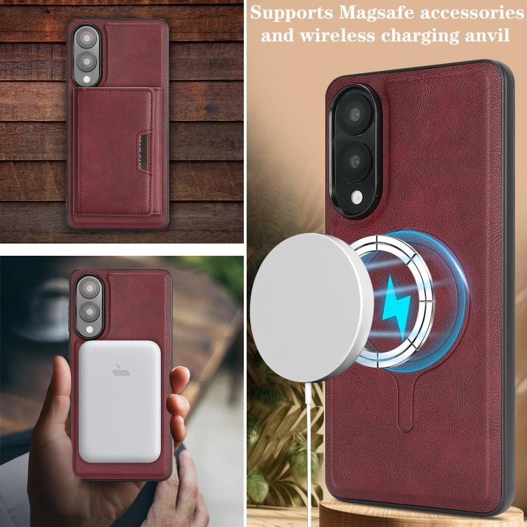 For Samsung Galaxy S25 Edge 5G Kalebol Strong Magnetic MagSafe Tri-Fold Wallet Leather Phone Case