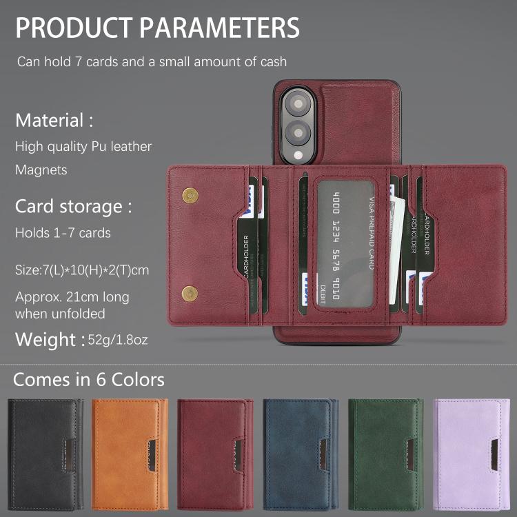 For Samsung Galaxy S25 Edge 5G Kalebol Strong Magnetic MagSafe Tri-Fold Wallet Leather Phone Case