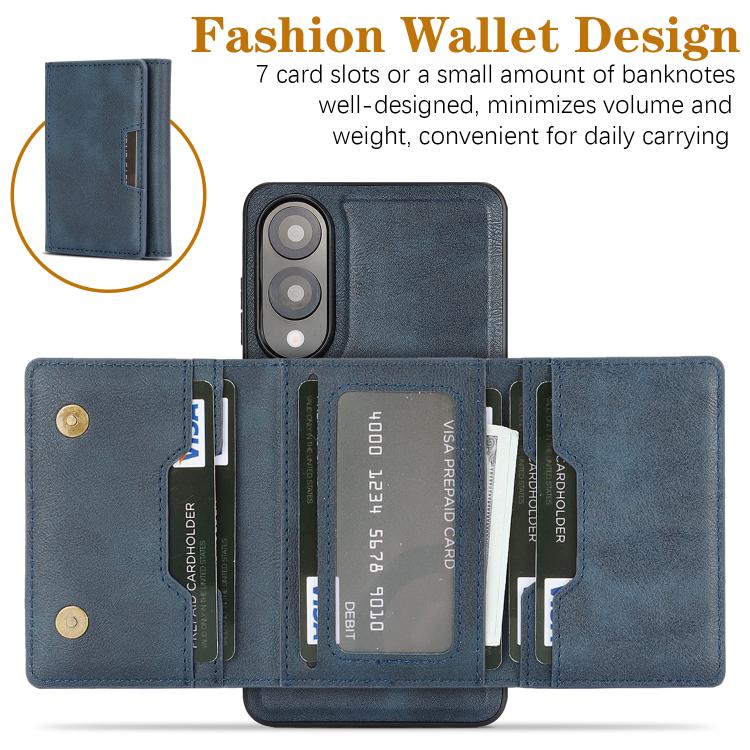 For Samsung Galaxy S25 Edge 5G Kalebol Strong Magnetic MagSafe Tri-Fold Wallet Leather Phone Case