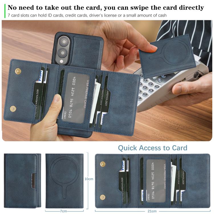 For Samsung Galaxy S25 Edge 5G Kalebol Strong Magnetic MagSafe Tri-Fold Wallet Leather Phone Case