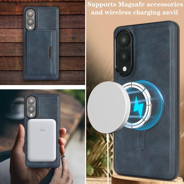 For Samsung Galaxy S25 Edge 5G Kalebol Strong Magnetic MagSafe Tri-Fold Wallet Leather Phone Case