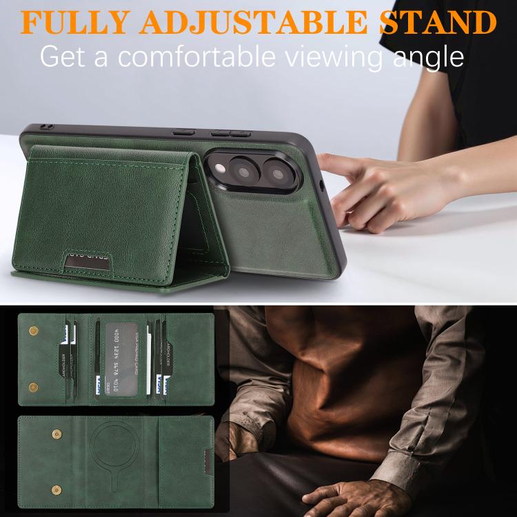 For Samsung Galaxy S25 Edge 5G Kalebol Strong Magnetic MagSafe Tri-Fold Wallet Leather Phone Case