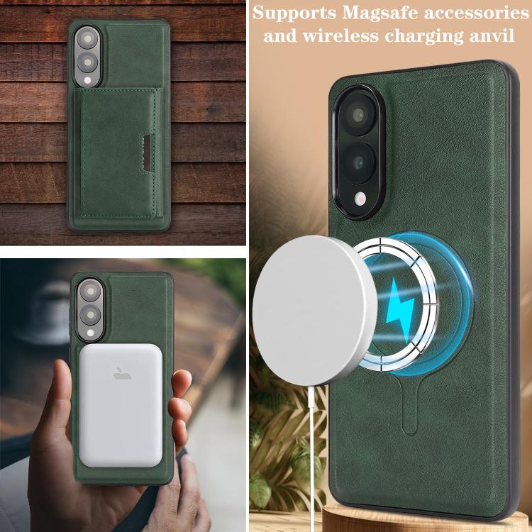 For Samsung Galaxy S25 Edge 5G Kalebol Strong Magnetic MagSafe Tri-Fold Wallet Leather Phone Case