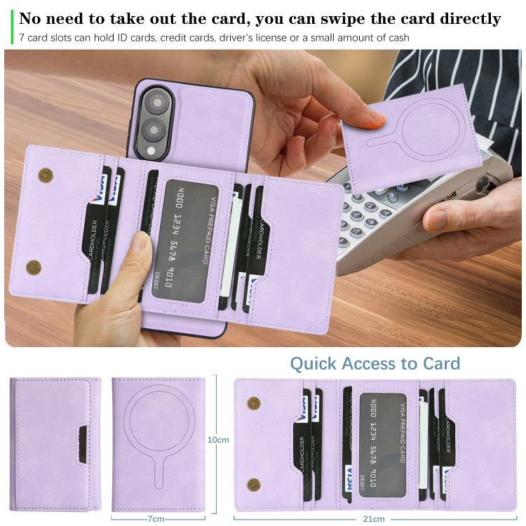For Samsung Galaxy S25 Edge 5G Kalebol Strong Magnetic MagSafe Tri-Fold Wallet Leather Phone Case