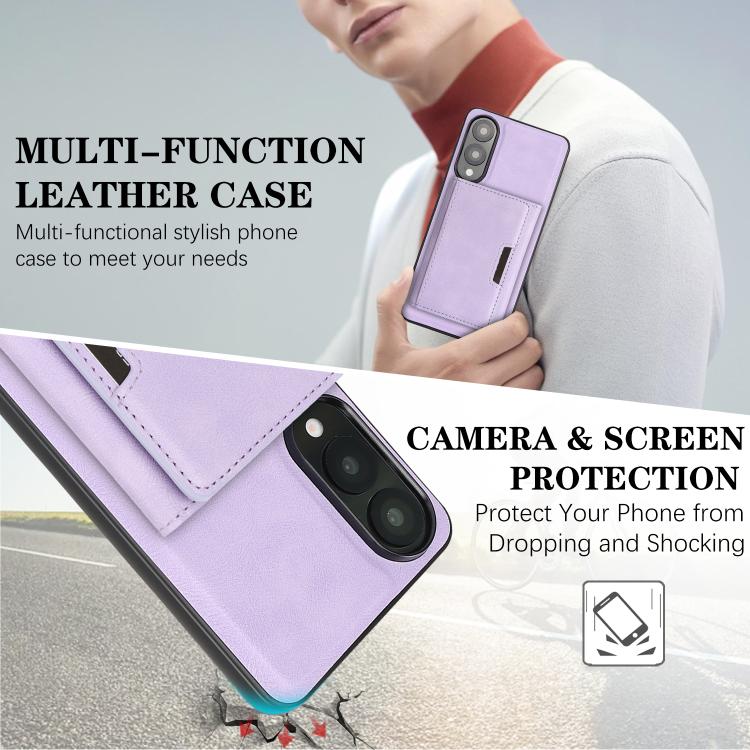 For Samsung Galaxy S25 Edge 5G Kalebol Strong Magnetic MagSafe Tri-Fold Wallet Leather Phone Case