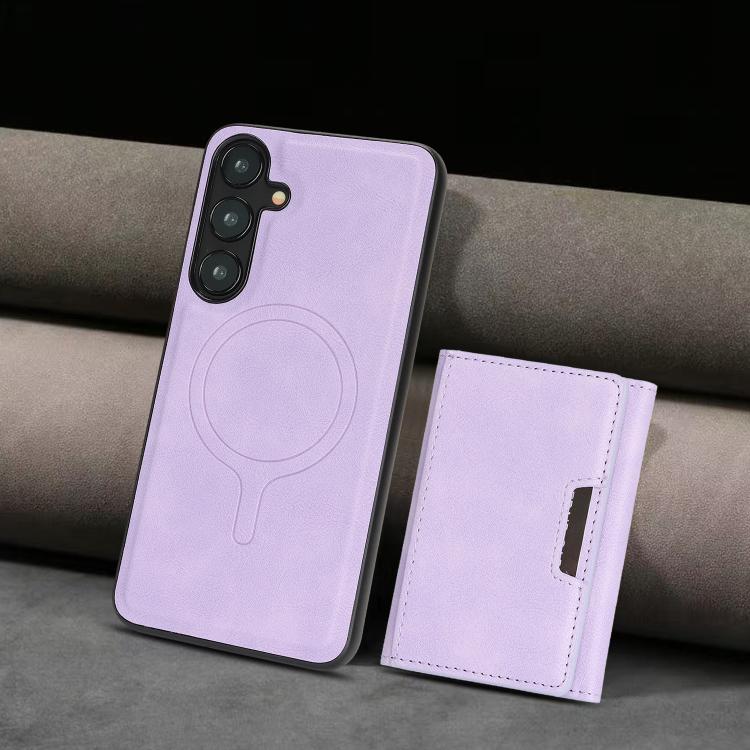 For Samsung Galaxy S25 5G Kalebol Strong Magnetic MagSafe Tri-Fold Wallet Leather Phone Case