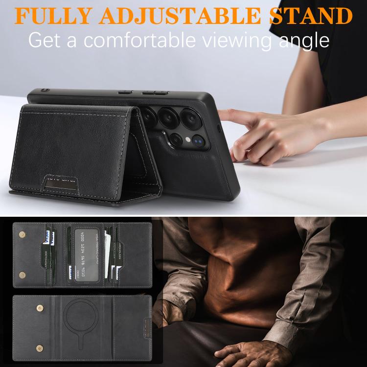 For Samsung Galaxy S25 Ultra 5G Kalebol Strong Magnetic MagSafe Tri-Fold Wallet Leather Phone Case