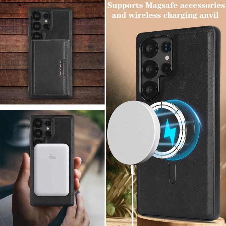 For Samsung Galaxy S25 Ultra 5G Kalebol Strong Magnetic MagSafe Tri-Fold Wallet Leather Phone Case