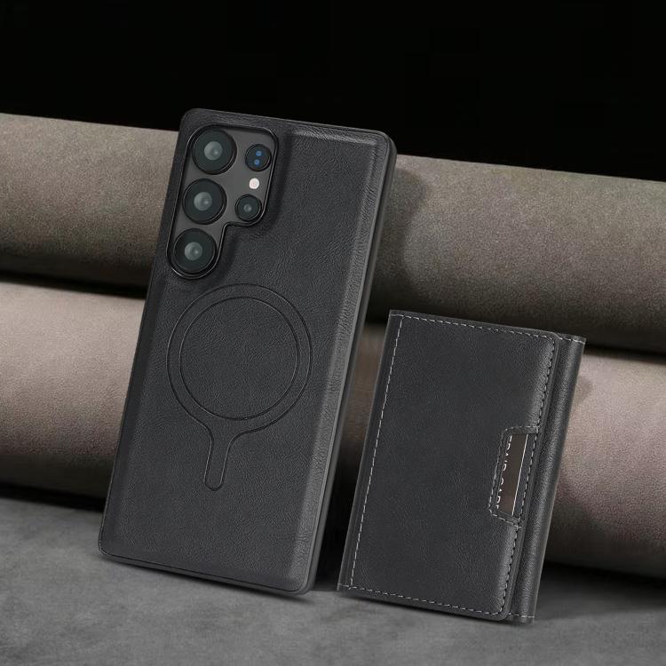 For Samsung Galaxy S25 Ultra 5G Kalebol Strong Magnetic MagSafe Tri-Fold Wallet Leather Phone Case