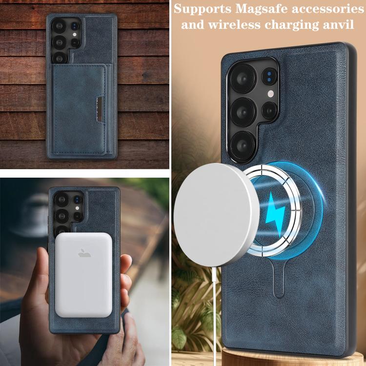 For Samsung Galaxy S25 Ultra 5G Kalebol Strong Magnetic MagSafe Tri-Fold Wallet Leather Phone Case