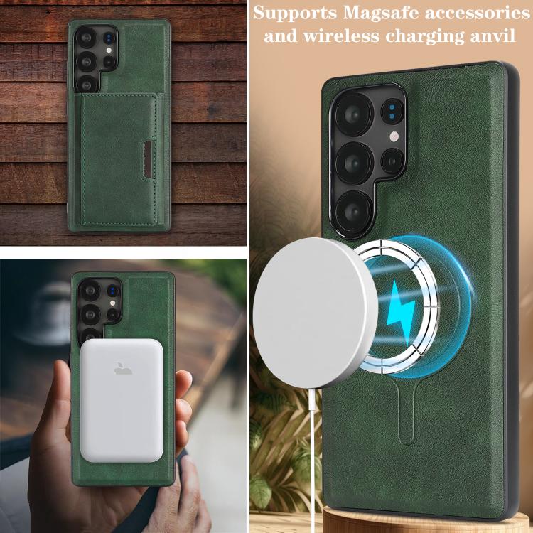 For Samsung Galaxy S25 Ultra 5G Kalebol Strong Magnetic MagSafe Tri-Fold Wallet Leather Phone Case