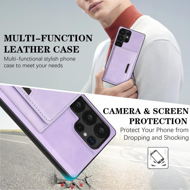 For Samsung Galaxy S25 Ultra 5G Kalebol Strong Magnetic MagSafe Tri-Fold Wallet Leather Phone Case