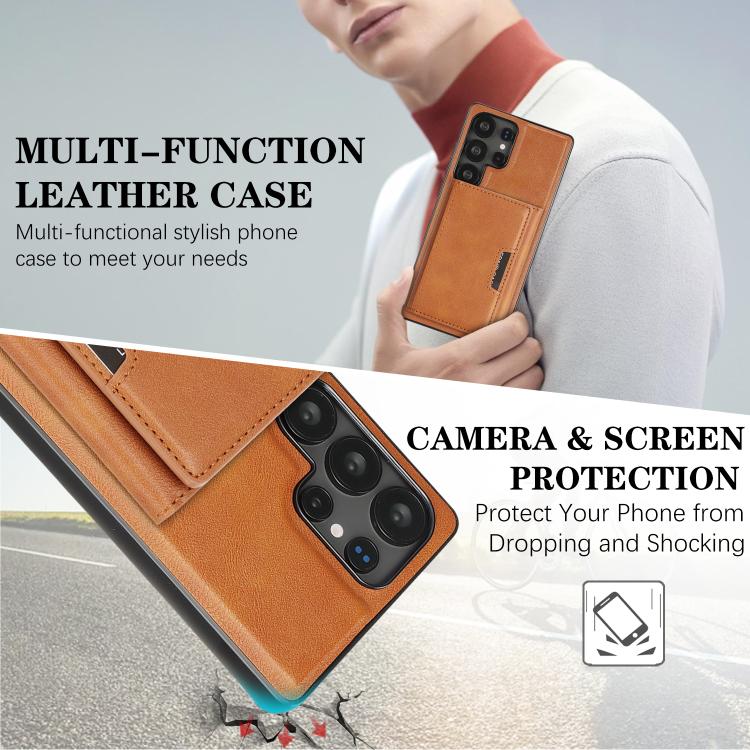 For Samsung Galaxy S24 Ultra 5G Kalebol Strong Magnetic MagSafe Tri-Fold Wallet Leather Phone Case