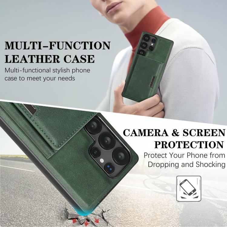 For Samsung Galaxy S24 Ultra 5G Kalebol Strong Magnetic MagSafe Tri-Fold Wallet Leather Phone Case