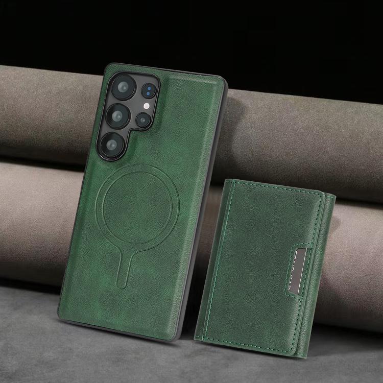 For Samsung Galaxy S24 Ultra 5G Kalebol Strong Magnetic MagSafe Tri-Fold Wallet Leather Phone Case