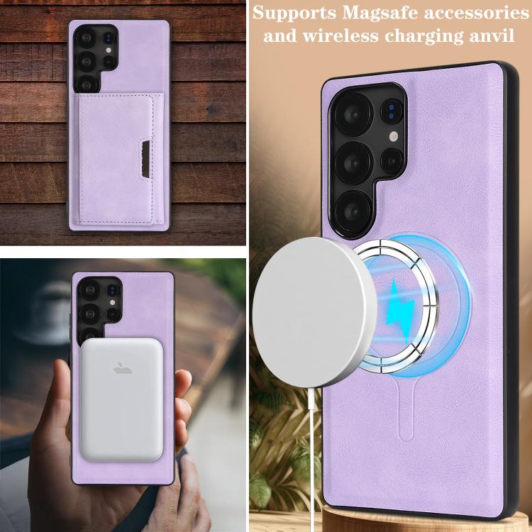 For Samsung Galaxy S24 Ultra 5G Kalebol Strong Magnetic MagSafe Tri-Fold Wallet Leather Phone Case