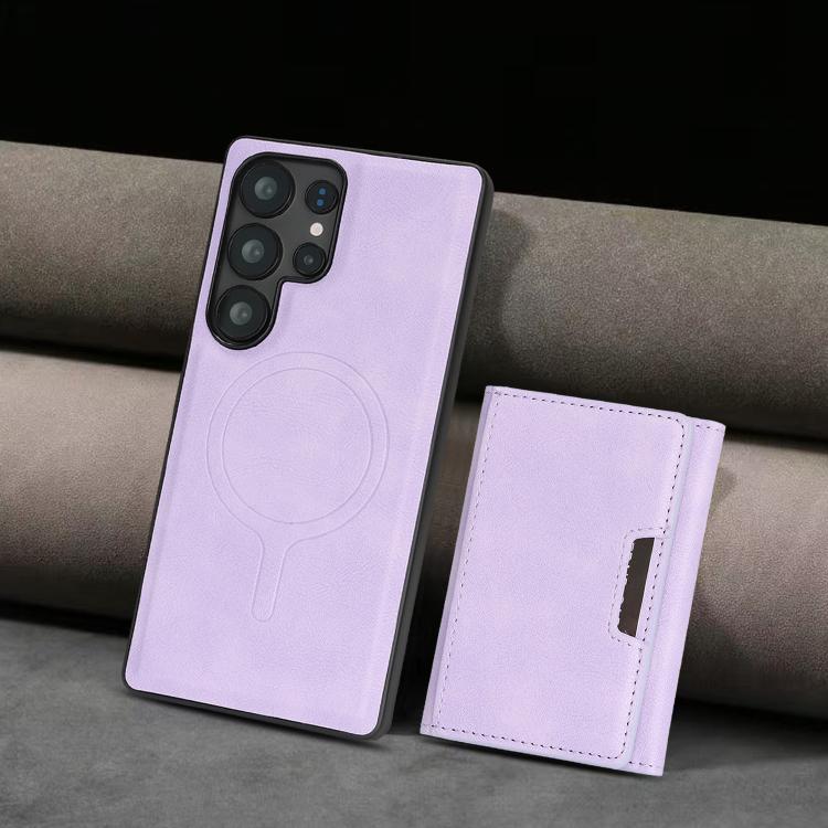 For Samsung Galaxy S24 Ultra 5G Kalebol Strong Magnetic MagSafe Tri-Fold Wallet Leather Phone Case