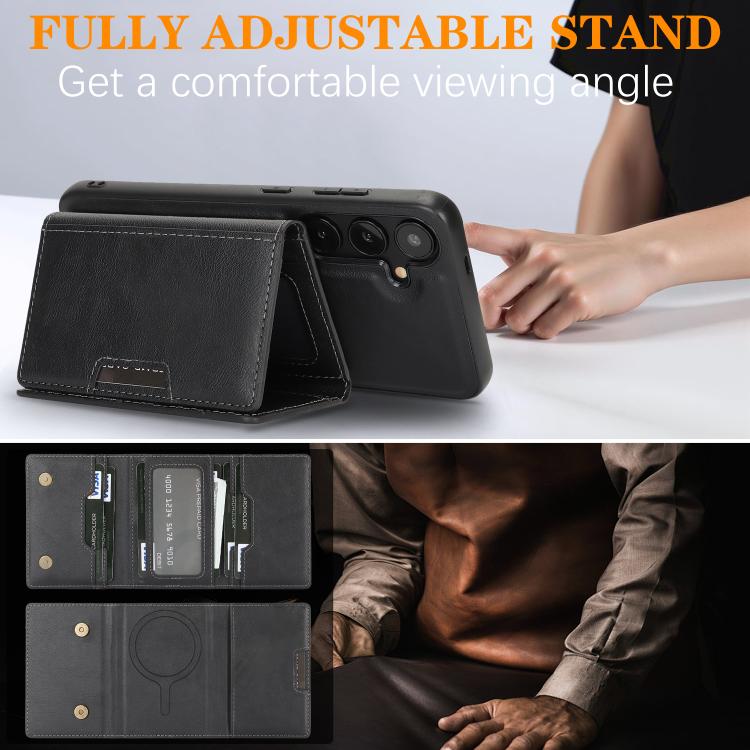 For Samsung Galaxy S24+ 5G Kalebol Strong Magnetic MagSafe Tri-Fold Wallet Leather Phone Case