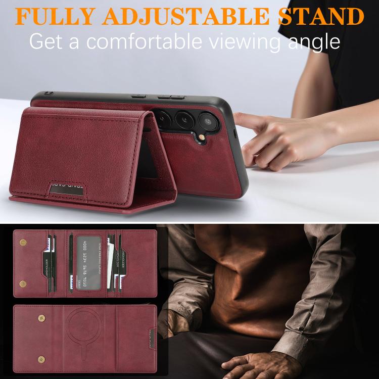 For Samsung Galaxy S24+ 5G Kalebol Strong Magnetic MagSafe Tri-Fold Wallet Leather Phone Case
