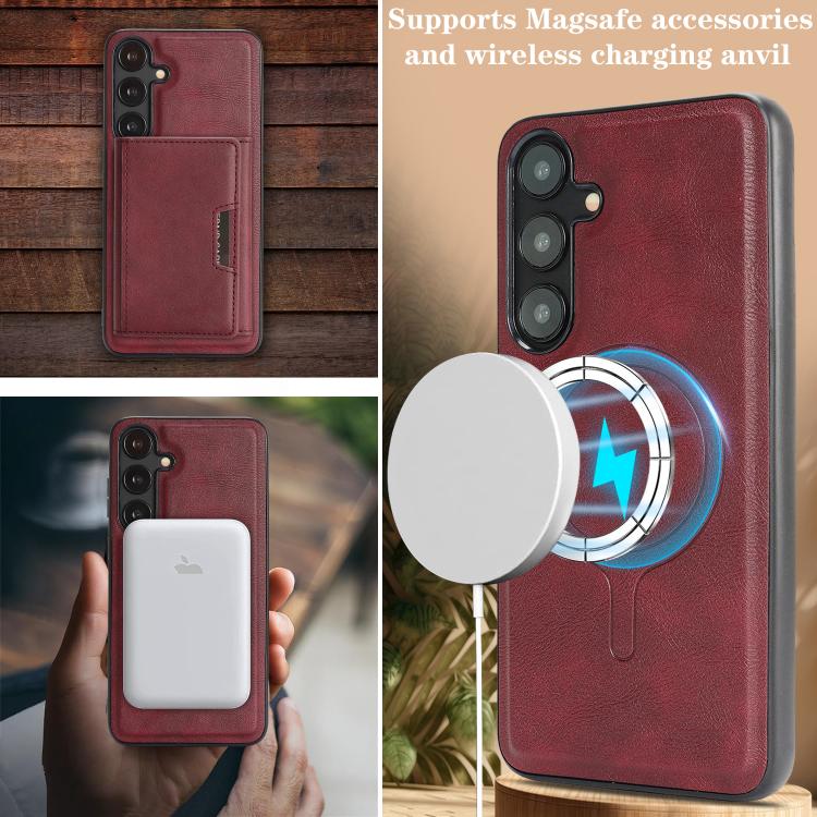 For Samsung Galaxy S24+ 5G Kalebol Strong Magnetic MagSafe Tri-Fold Wallet Leather Phone Case