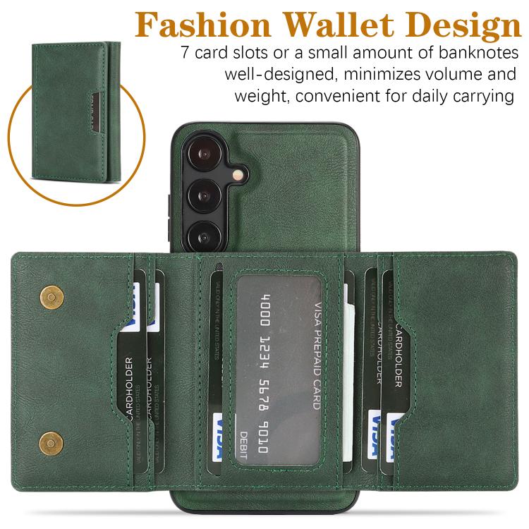 For Samsung Galaxy S24+ 5G Kalebol Strong Magnetic MagSafe Tri-Fold Wallet Leather Phone Case