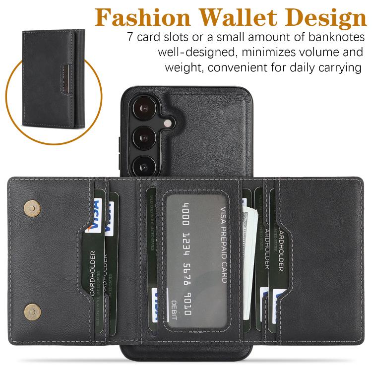 For Samsung Galaxy S24 5G Kalebol Strong Magnetic MagSafe Tri-Fold Wallet Leather Phone Case
