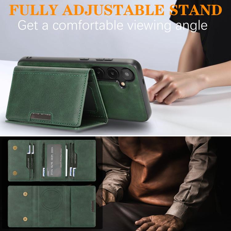 For Samsung Galaxy S24 5G Kalebol Strong Magnetic MagSafe Tri-Fold Wallet Leather Phone Case