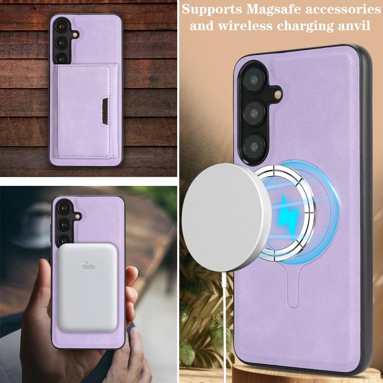 For Samsung Galaxy S24 5G Kalebol Strong Magnetic MagSafe Tri-Fold Wallet Leather Phone Case