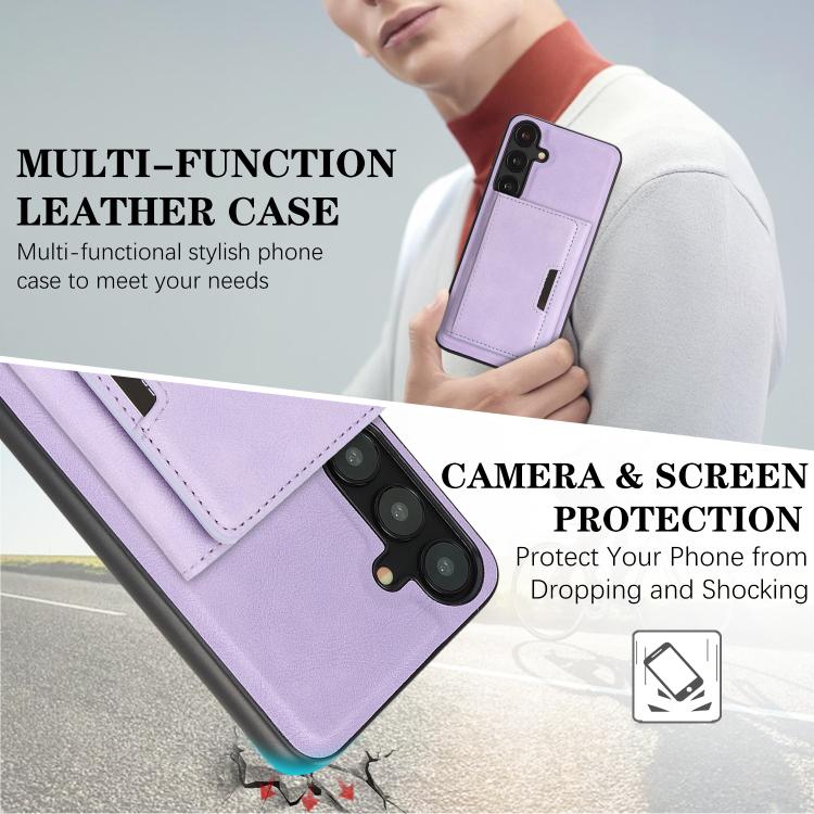 For Samsung Galaxy S23+ 5G Kalebol Strong Magnetic MagSafe Tri-Fold Wallet Leather Phone Case