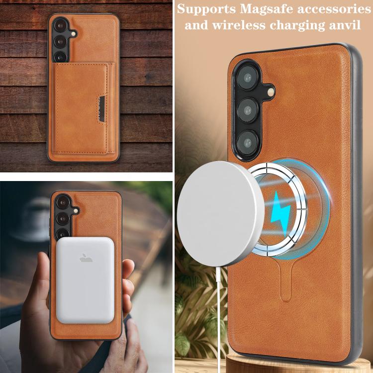 For Samsung Galaxy S23 5G Kalebol Strong Magnetic MagSafe Tri-Fold Wallet Leather Phone Case