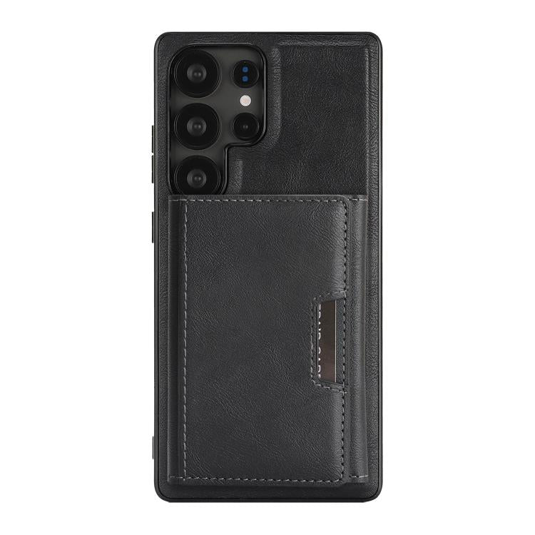 For Samsung Galaxy S22 Ultra 5G Kalebol Strong Magnetic MagSafe Tri-Fold Wallet Leather Phone Case