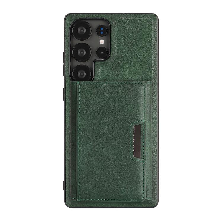 For Samsung Galaxy S22 Ultra 5G Kalebol Strong Magnetic MagSafe Tri-Fold Wallet Leather Phone Case