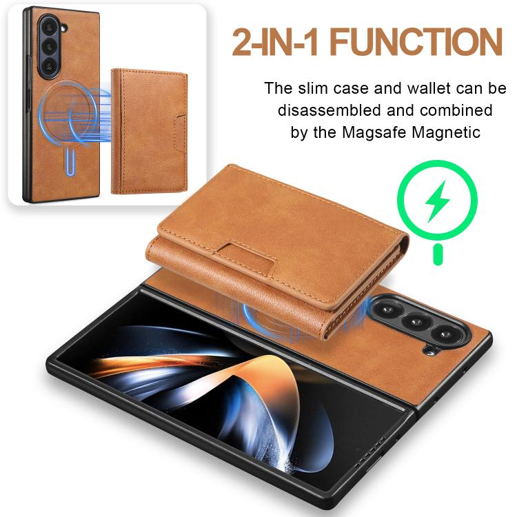 For Samsung Galaxy Z Fold7 Kalebol Strong Magnetic MagSafe Tri-Fold Wallet Leather Phone Case