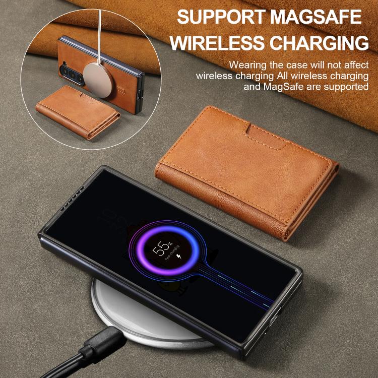 For Samsung Galaxy Z Fold7 Kalebol Strong Magnetic MagSafe Tri-Fold Wallet Leather Phone Case