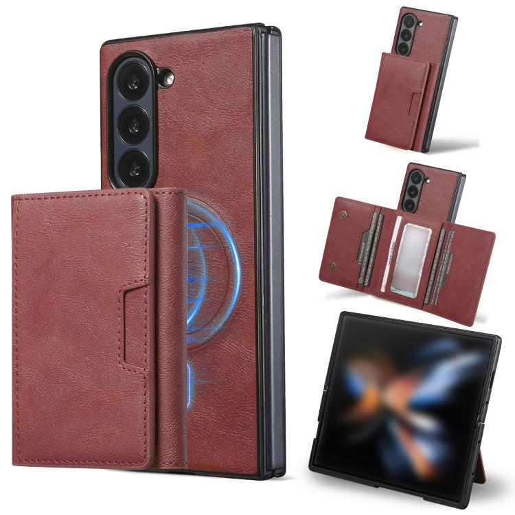 For Samsung Galaxy Z Fold7 Kalebol Strong Magnetic MagSafe Tri-Fold Wallet Leather Phone Case