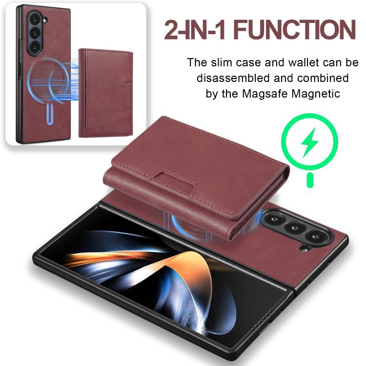 For Samsung Galaxy Z Fold7 Kalebol Strong Magnetic MagSafe Tri-Fold Wallet Leather Phone Case