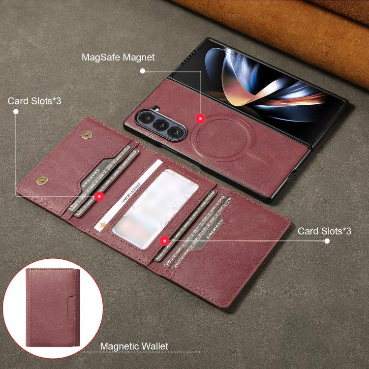 For Samsung Galaxy Z Fold7 Kalebol Strong Magnetic MagSafe Tri-Fold Wallet Leather Phone Case