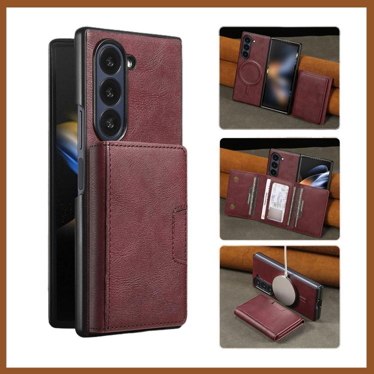 For Samsung Galaxy Z Fold7 Kalebol Strong Magnetic MagSafe Tri-Fold Wallet Leather Phone Case