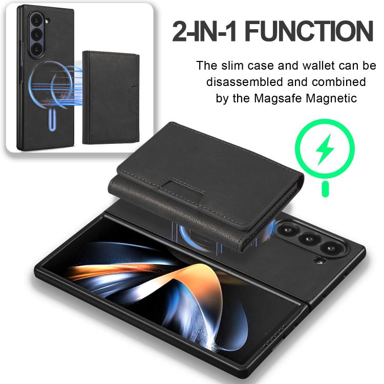 For Samsung Galaxy Z Fold6 Kalebol Strong Magnetic MagSafe Tri-Fold Wallet Leather Phone Case