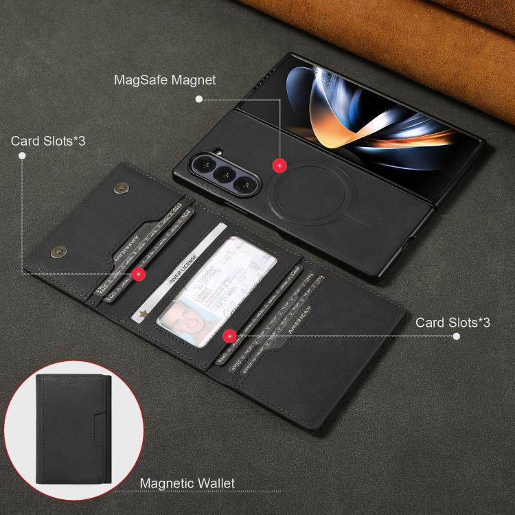 For Samsung Galaxy Z Fold6 Kalebol Strong Magnetic MagSafe Tri-Fold Wallet Leather Phone Case