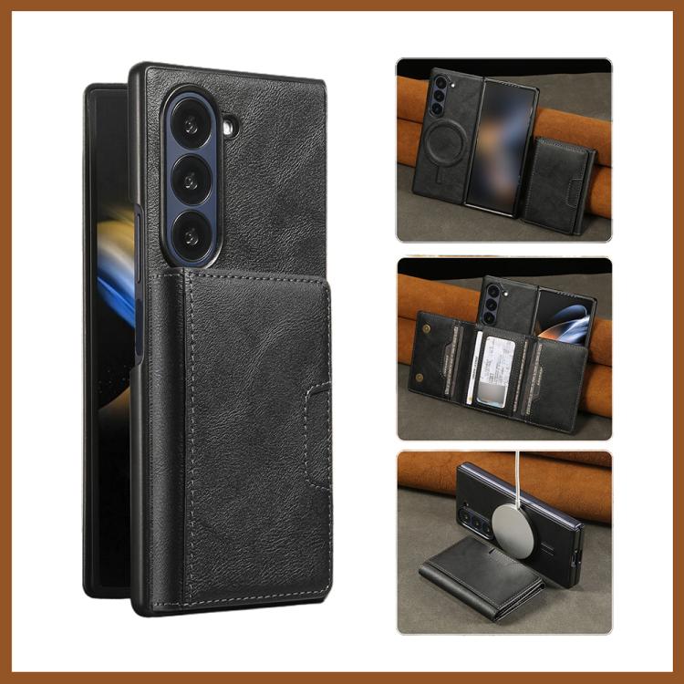 For Samsung Galaxy Z Fold6 Kalebol Strong Magnetic MagSafe Tri-Fold Wallet Leather Phone Case