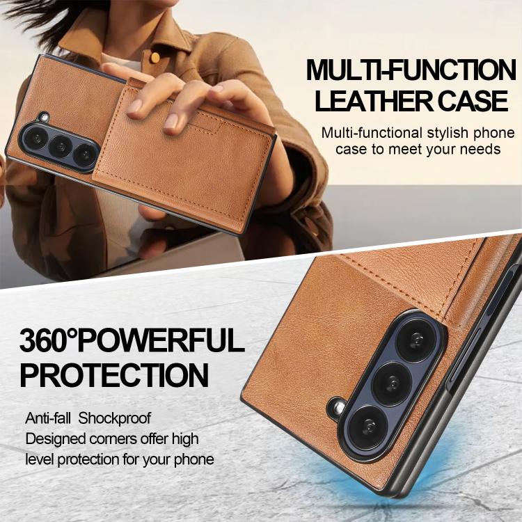 For Samsung Galaxy Z Fold6 Kalebol Strong Magnetic MagSafe Tri-Fold Wallet Leather Phone Case