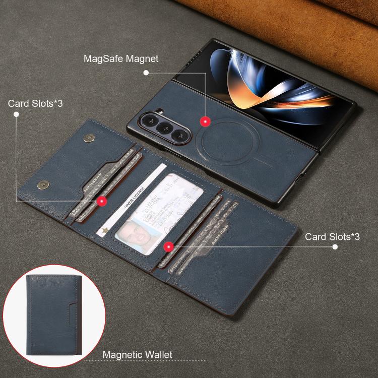 For Samsung Galaxy Z Fold6 Kalebol Strong Magnetic MagSafe Tri-Fold Wallet Leather Phone Case